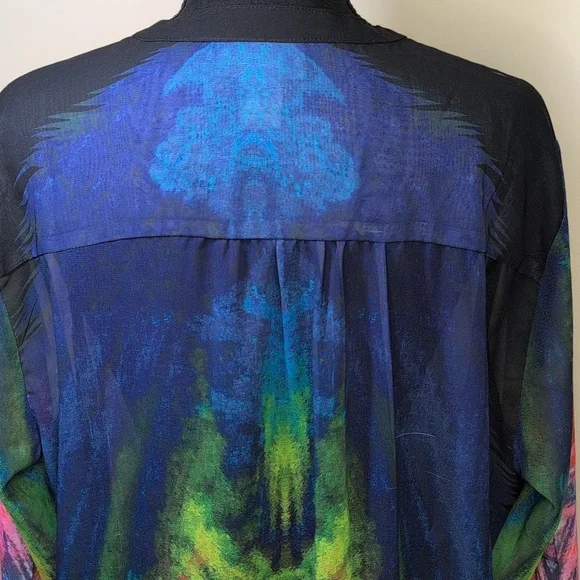 Serengeti sheer, long sleeved, multi color dress. Size XL. - Picture 6 of 9